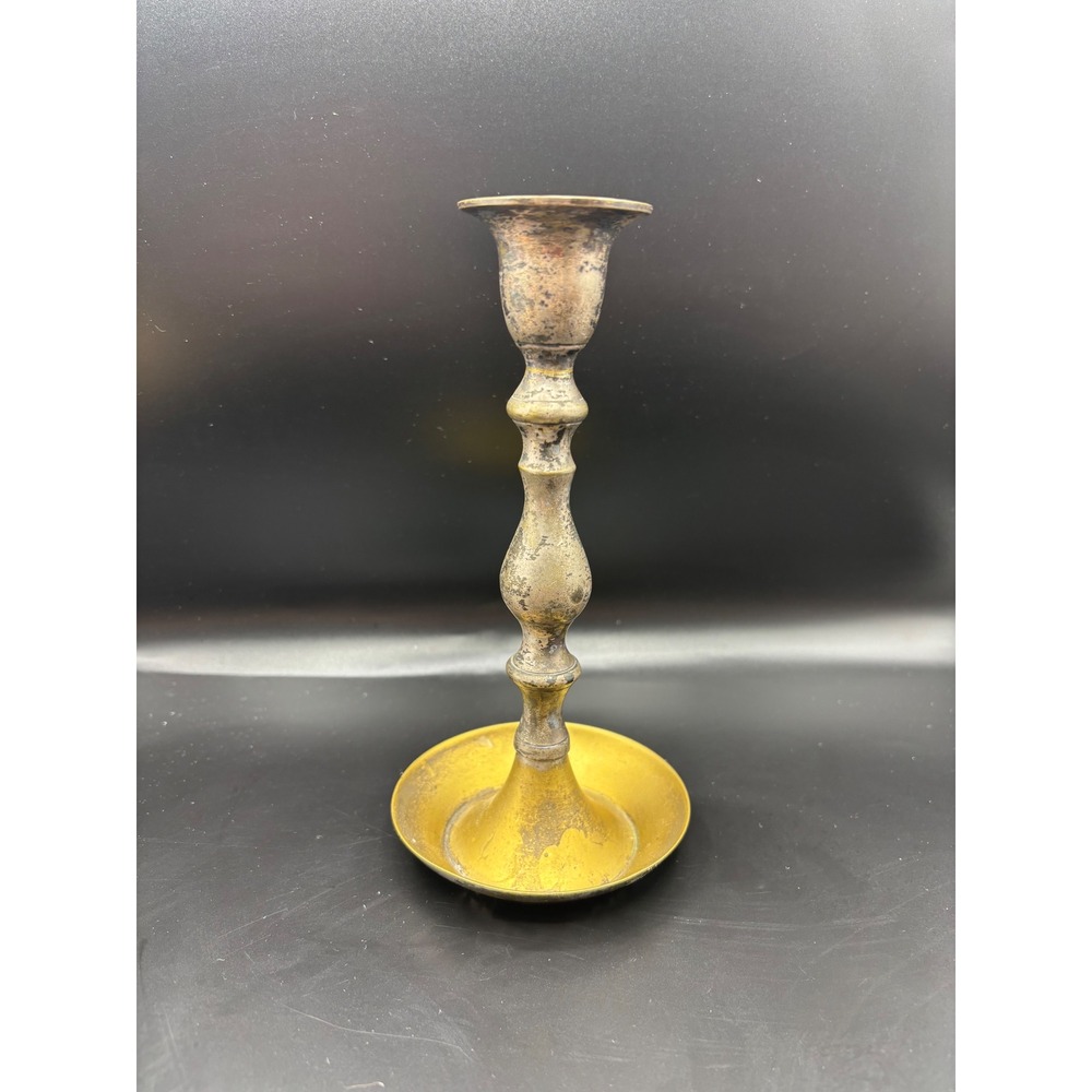 Vintage Leonard Silver Plated‎ Brass Candlestick Holder Made in India 7.25 Inch